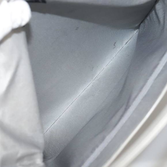 CHANEL Matelasse Hand Bag Leather Silver Light Gray Pearl CC Auth bs20615 - Picture 16 of 16